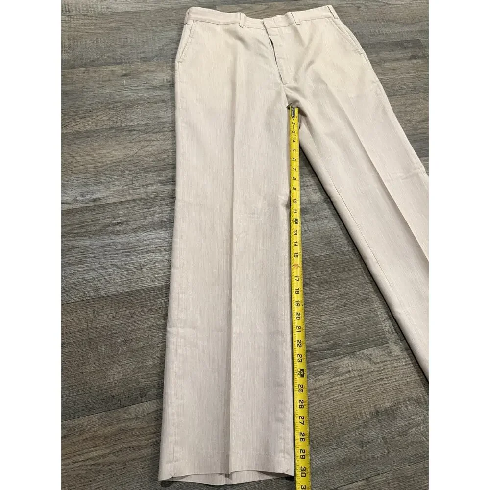 Men’s Dress Pants 34x30 Light Beige Cream Straight Leg Flat Front Slacks
